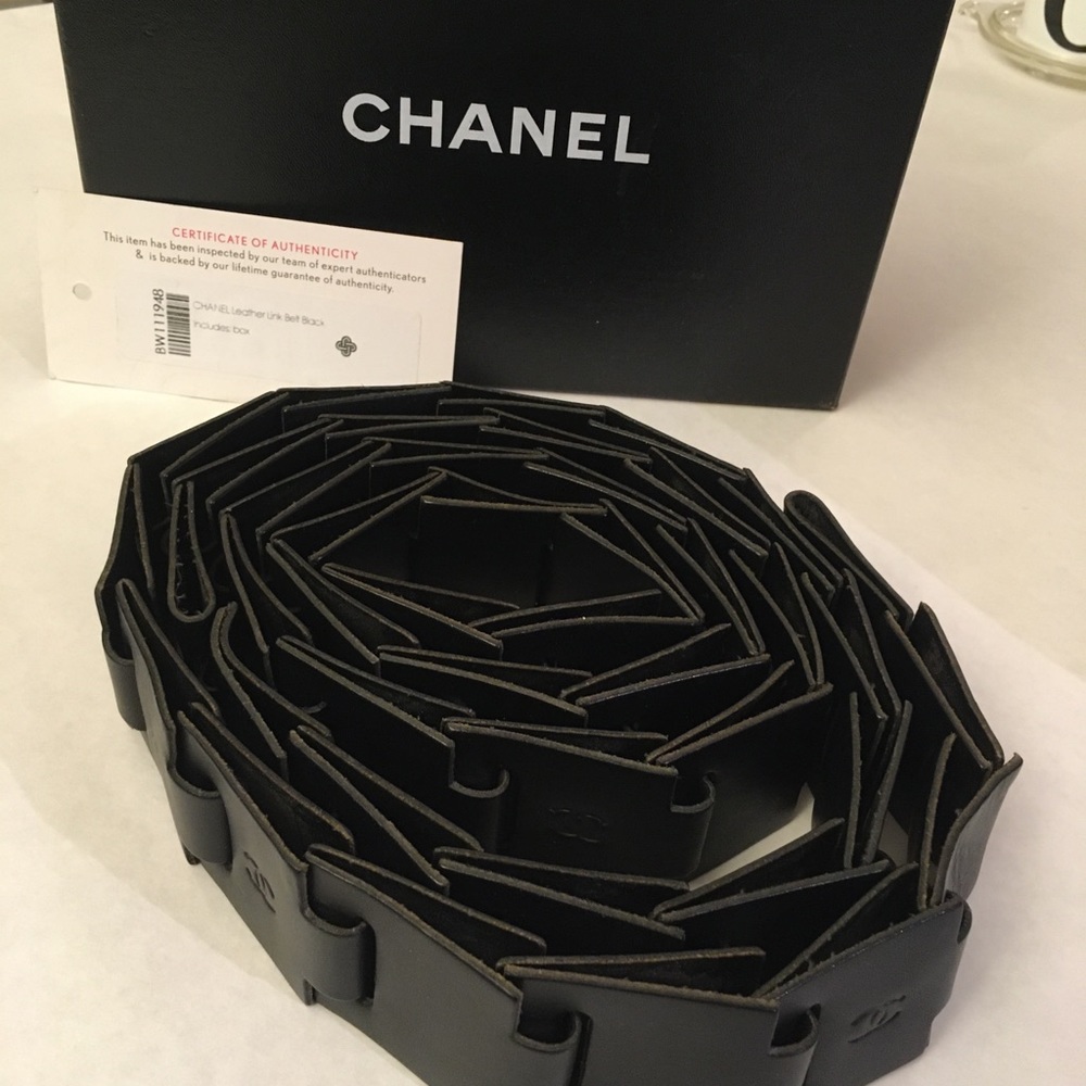 Chanel Black link leather 2 in 1 belt